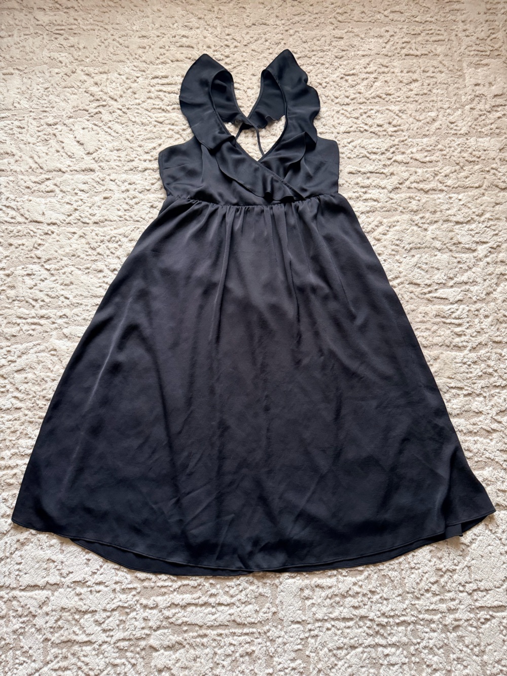 Madewell Black Ruffled V-Back Dress